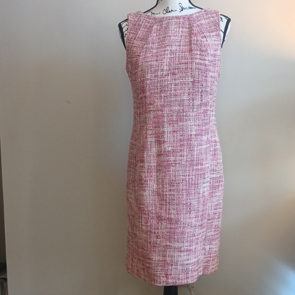 Talbots Pink Tweed Midi Dress